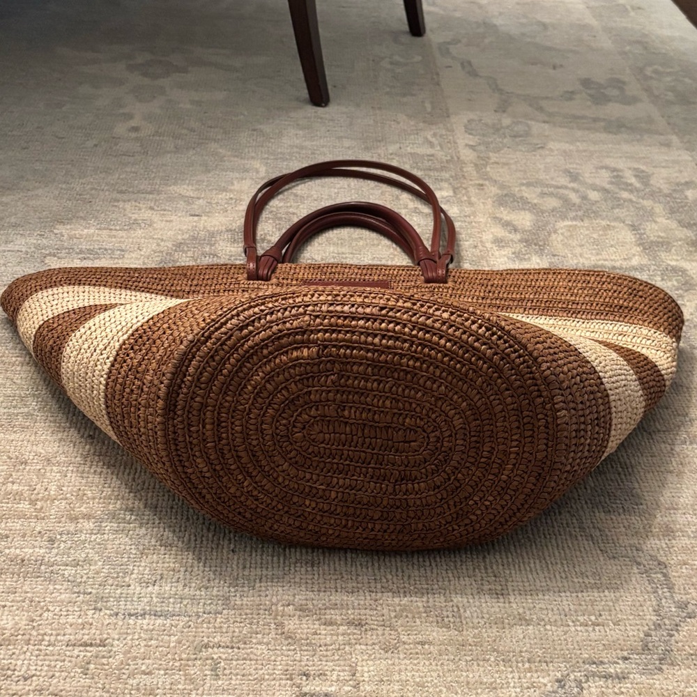 Sezane Raffia Striped Tote - Brown and Tan - Picture 8 of 10